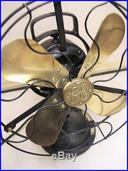 ANTIQUE 12 General Electric Fan Brass Bell 3-speed oscillating Original Works