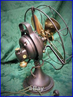 ANTIQUE 12 General Electric Fan Brass Bell 3-speed oscillating Original Works