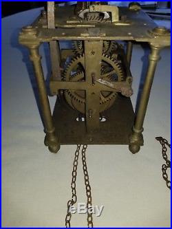 ANTIQUE 1700s LARGE BRASS LANTERN BELL CHIME CLOCK to Restore Or Parts