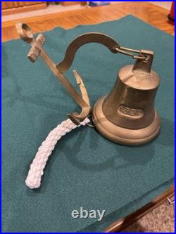 ANTIQUE 19th CENTURY ALPINE SOLID BRASS DOOR OR GATE BELL 1824 with AnchorHanger