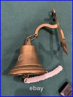 ANTIQUE 19th CENTURY ALPINE SOLID BRASS DOOR OR GATE BELL 1824 with AnchorHanger