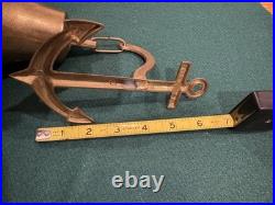 ANTIQUE 19th CENTURY ALPINE SOLID BRASS DOOR OR GATE BELL 1824 with AnchorHanger