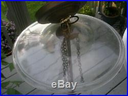 ANTIQUE 19th Century Hall Lantern 3 Light Bell Jar Ceiling Fixture Pendant Glass