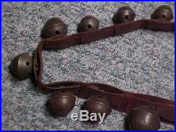 ANTIQUE 1 1 HORSE DRAWN SLEIGH BELLS GRADUATED Brass Embossed 60 in. Strap