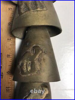 ANTIQUE 8 BRASS CAMEL BELLS HANDMADE MIDDLE EAST, LATE 19th / EARLY 20th