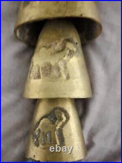 ANTIQUE 8 BRASS CAMEL BELLS HANDMADE MIDDLE EAST USED LATE 19th EARLY 20th