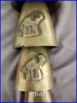 ANTIQUE 8 BRASS CAMEL BELLS HANDMADE MIDDLE EAST USED LATE 19th EARLY 20th