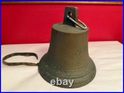 ANTIQUE BRASS BRONZE Signed ALOELOE SHIPS BELL MARITIME NAUTICAL 9.5 LBS 7.5 W