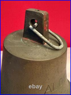 ANTIQUE BRASS BRONZE Signed ALOELOE SHIPS BELL MARITIME NAUTICAL 9.5 LBS 7.5 W