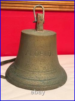 ANTIQUE BRASS BRONZE Signed ALOELOE SHIPS BELL MARITIME NAUTICAL 9.5 LBS 7.5 W