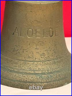 ANTIQUE BRASS BRONZE Signed ALOELOE SHIPS BELL MARITIME NAUTICAL 9.5 LBS 7.5 W