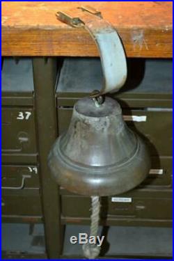 ANTIQUE BRASS SHIP BELL Nautical With Clapper & Mount 7 Maritime Old Vintage