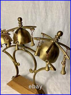 ANTIQUE Brass Horse Harness Sleigh Bells/Chimes for Hames Collar Carriage