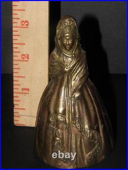 ANTIQUE English / Victorian Lady Ornate Brass Tea Bell