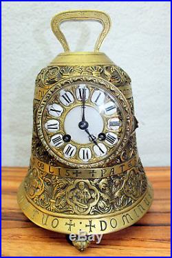 ANTIQUE FRENCH BRASS BELL SHAPED CLOCK RARE AND BEAUTIFUL -1850's PARIS FRANCE
