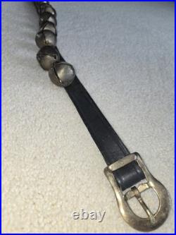 ANTIQUE HORSE SLEIGH BELLS EARLY 1900S-OVER 6 FT LONG LEATHER STRAP With 30 BELLS