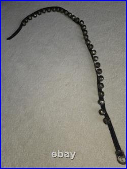 ANTIQUE HORSE SLEIGH BELLS EARLY 1900S-OVER 6 FT LONG LEATHER STRAP With 30 BELLS