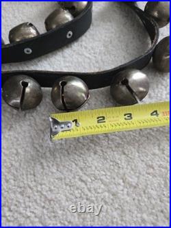 ANTIQUE HORSE SLEIGH BELLS EARLY 1900S-OVER 6 FT LONG LEATHER STRAP With 30 BELLS