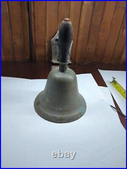 ANTIQUE IOWA SCHOOL BELL, 11 tall x 7 in diameter