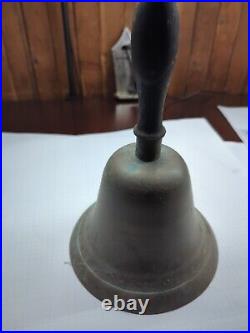 ANTIQUE IOWA SCHOOL BELL, 11 tall x 7 in diameter