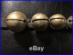 ANTIQUE Jingle Sleigh Bells Cascading #s Brass Pedal/Buckle /RARE Vintage 54