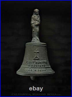ANTIQUE MISSION SAN GABRIEL SOUVENIR BELL, Vtg Old Forbes Bronze Father Serra