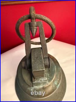 ANTIQUE NAUTICAL MARITIME BRASS BRONZE SHIPS BELL 15 Tall with Loop WEIGHT 10 lbs