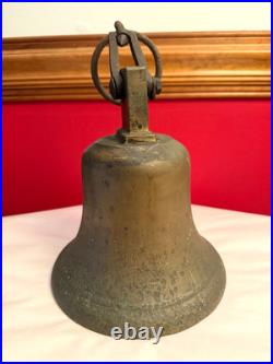 ANTIQUE NAUTICAL MARITIME BRASS BRONZE SHIPS BELL 15 Tall with Loop WEIGHT 10 lbs