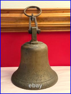 ANTIQUE NAUTICAL MARITIME BRASS BRONZE SHIPS BELL 15 Tall with Loop WEIGHT 10 lbs