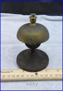 ANTIQUE Original Victorian Brass & Cast Iron Hotel Lobby Reception Desk Bell