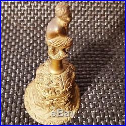 ANTIQUE Ornate Figural BRASS HAND BELL withLETO FINIAL Angels-Animals-Masks +