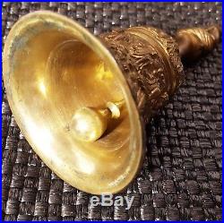 ANTIQUE Ornate Figural BRASS HAND BELL withLETO FINIAL Angels-Animals-Masks +