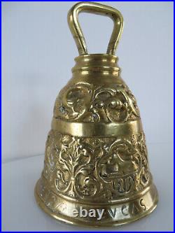 ANTIQUE RARE Solid Brass Belgium Bell Evangelist, with the names of Saints