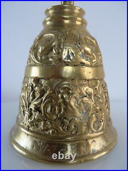 ANTIQUE RARE Solid Brass Belgium Bell Evangelist, with the names of Saints