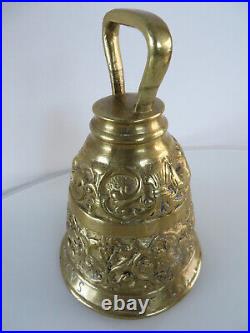 ANTIQUE RARE Solid Brass Belgium Bell Evangelist, with the names of Saints