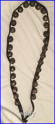 ANTIQUE SLEIGH BELLS 30 Graduated Brass Horse CHRISTMAS 75 Leather Strap Rare