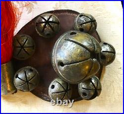 ANTIQUE SLEIGH BELLS HORSE SADDLE CARRIAGE CHIMES PARADE EQUESTRIAN WithPLUMES