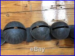 ANTIQUE Sleigh Bells Cascading #s Brass Pedal 2 Buckle RARE Vintage 48