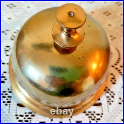 ANTIQUE VICTORIAN BRASS BELL HEAVY 1lb 7.5ozs CAST IRON BASE MECHANISM