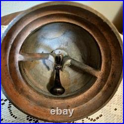 ANTIQUE VICTORIAN BRASS BELL HEAVY 1lb 7.5ozs CAST IRON BASE MECHANISM