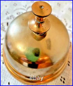 ANTIQUE VICTORIAN BRASS BELL HEAVY 1lb 7.5ozs CAST IRON BASE MECHANISM