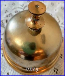 ANTIQUE VICTORIAN BRASS BELL HEAVY 1lb 7.5ozs CAST IRON BASE MECHANISM