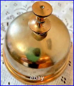 ANTIQUE VICTORIAN BRASS BELL HEAVY 1lb 7.5ozs CAST IRON BASE MECHANISM