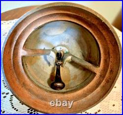 ANTIQUE VICTORIAN BRASS BELL HEAVY 1lb 7.5ozs CAST IRON BASE MECHANISM