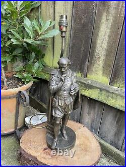 ANTIQUE Vintage SHAKESPEARE TABLE LAMP bronzed spelter figural light sculpture