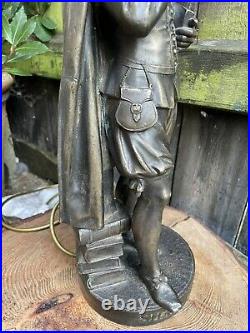 ANTIQUE Vintage SHAKESPEARE TABLE LAMP bronzed spelter figural light sculpture