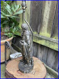 ANTIQUE Vintage SHAKESPEARE TABLE LAMP bronzed spelter figural light sculpture