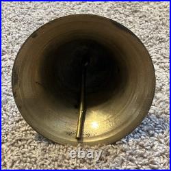 ATQ VTG Large Brass Hand Held Teacher School Bell 9 Tall 6 Wide Wooden Handle
