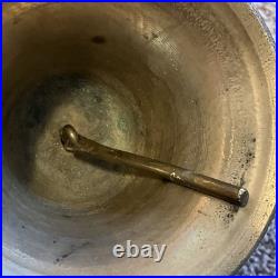 ATQ VTG Large Brass Hand Held Teacher School Bell 9 Tall 6 Wide Wooden Handle