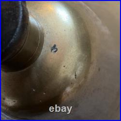 ATQ VTG Large Brass Hand Held Teacher School Bell 9 Tall 6 Wide Wooden Handle